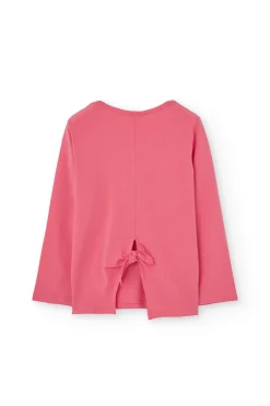Maglietta elastica a maglia per bambina colore fragola