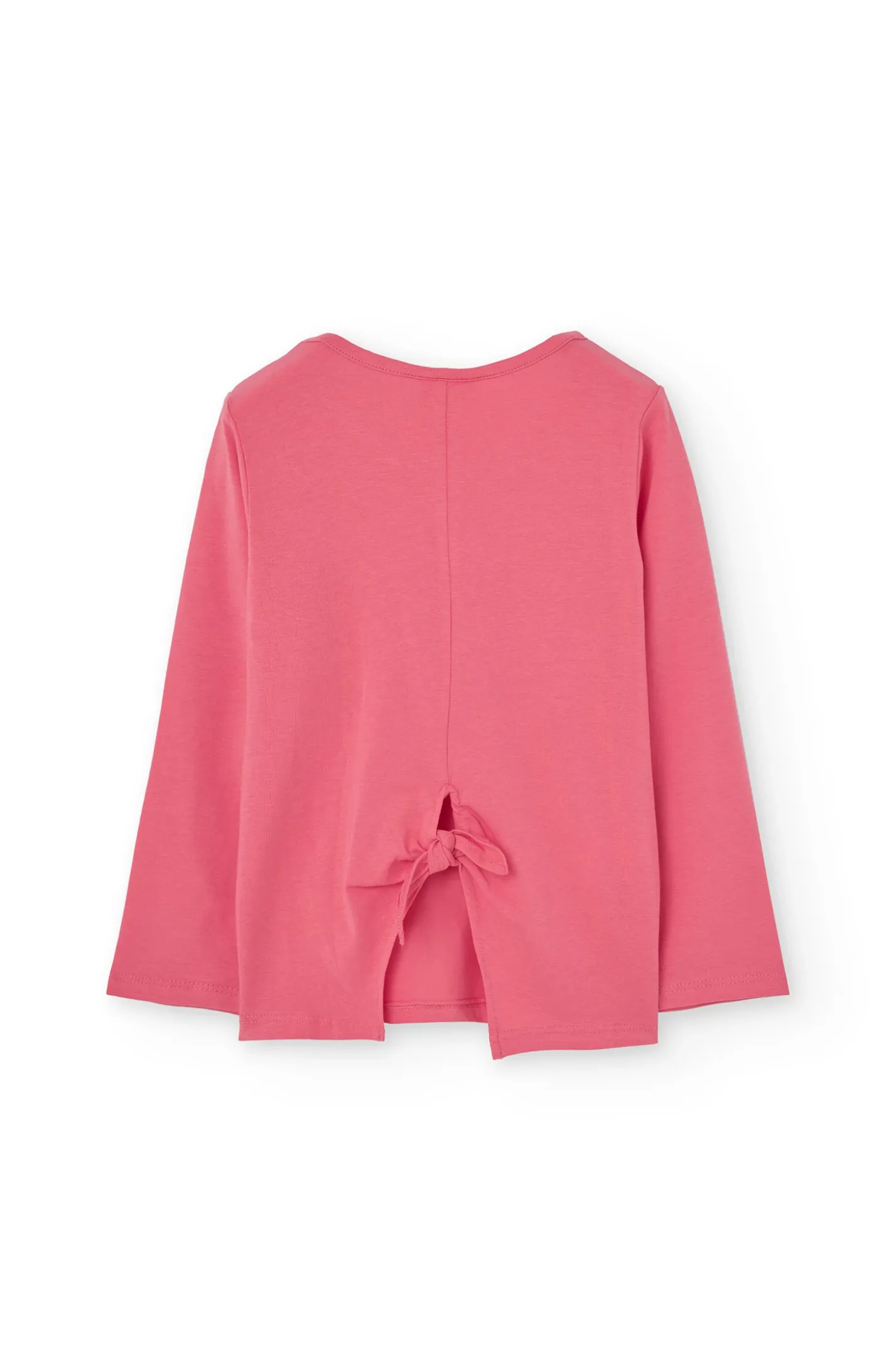 Maglietta elastica a maglia per bambina colore fragola