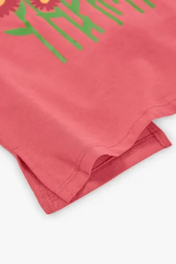Maglietta elastica a maglia per bambina colore fragola