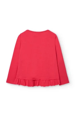 Maglietta in jersey fiammato per bambina colore fragola.