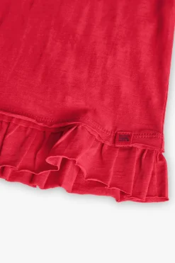 Maglietta in jersey fiammato per bambina colore fragola.