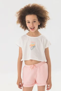 Maglietta in jersey liscio per bambina di colore bianco