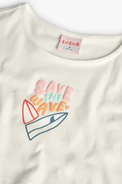 Maglietta in jersey liscio per bambina di colore bianco