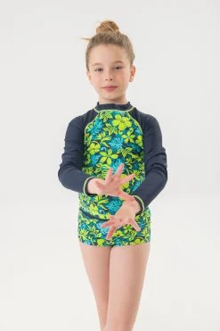 Maglietta in maglia di poliammide per bambina di colore blu marino