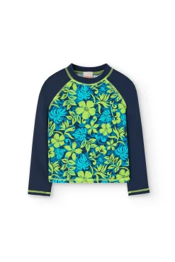 Maglietta in maglia di poliammide per bambina di colore blu marino