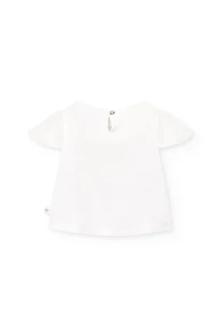 Maglietta in maglia elastica per bambina di colore bianco