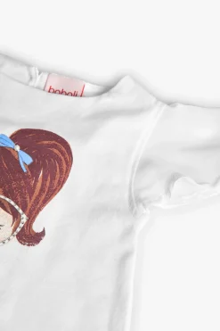 Maglietta in maglia elastica per bambina di colore bianco