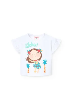 Maglietta in maglia per bambina in colore bianco