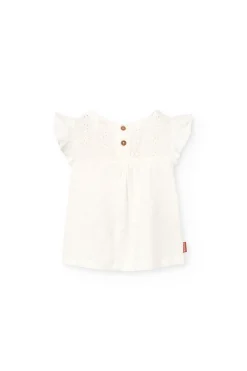 Maglietta in maglia per bambina bianca combinata