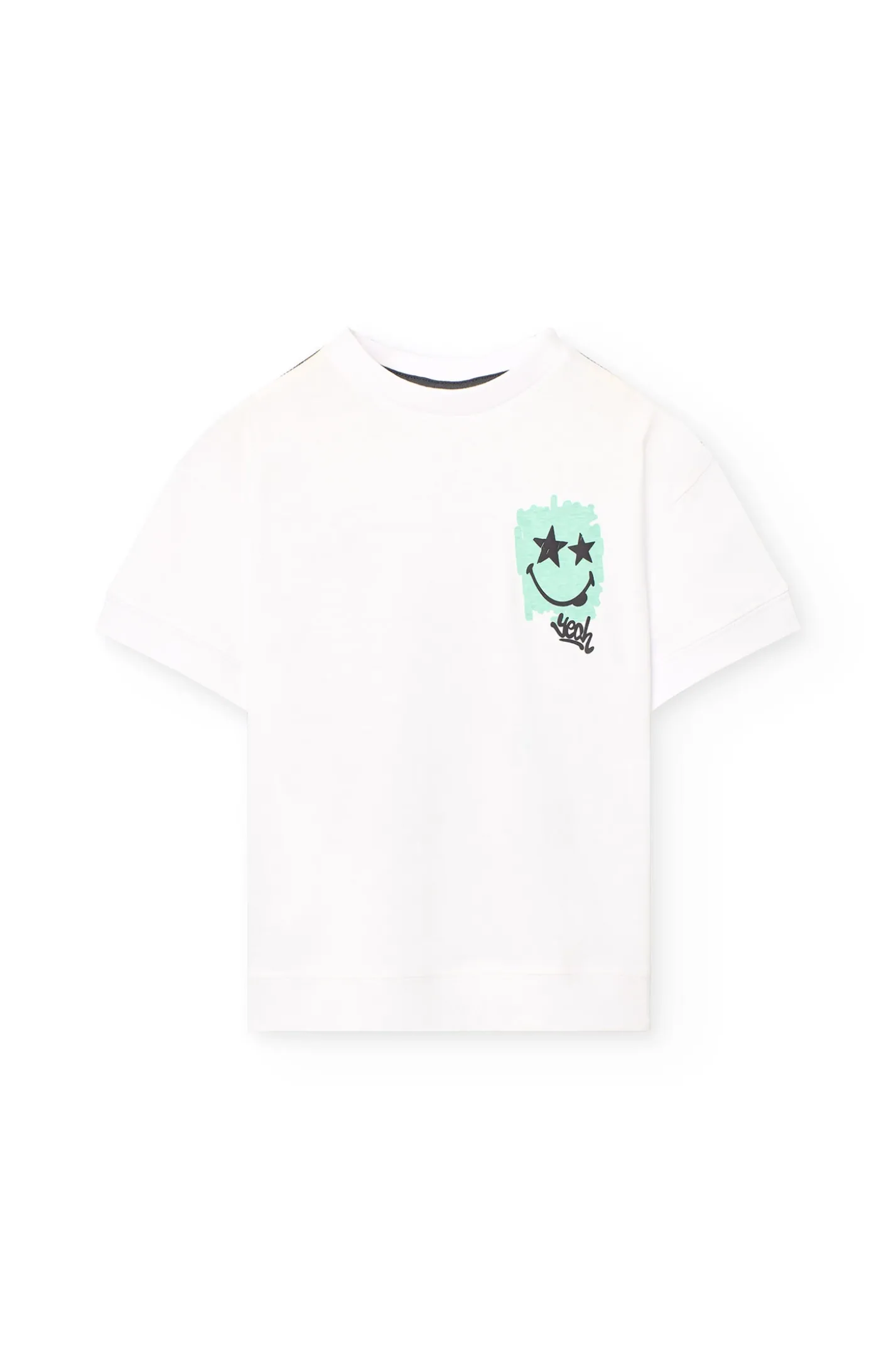 Maglietta in maglia per bambino di colore bianco con stampa