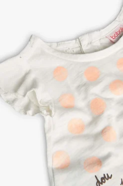 Maglietta in maglia per bambina bianca combinata