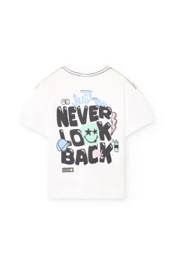 Maglietta in maglia per bambino di colore bianco con stampa