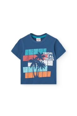 Maglietta in maglia per bambino in colore blu