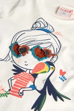 Maglietta in maglia per bambina in colore bianco con design divertente