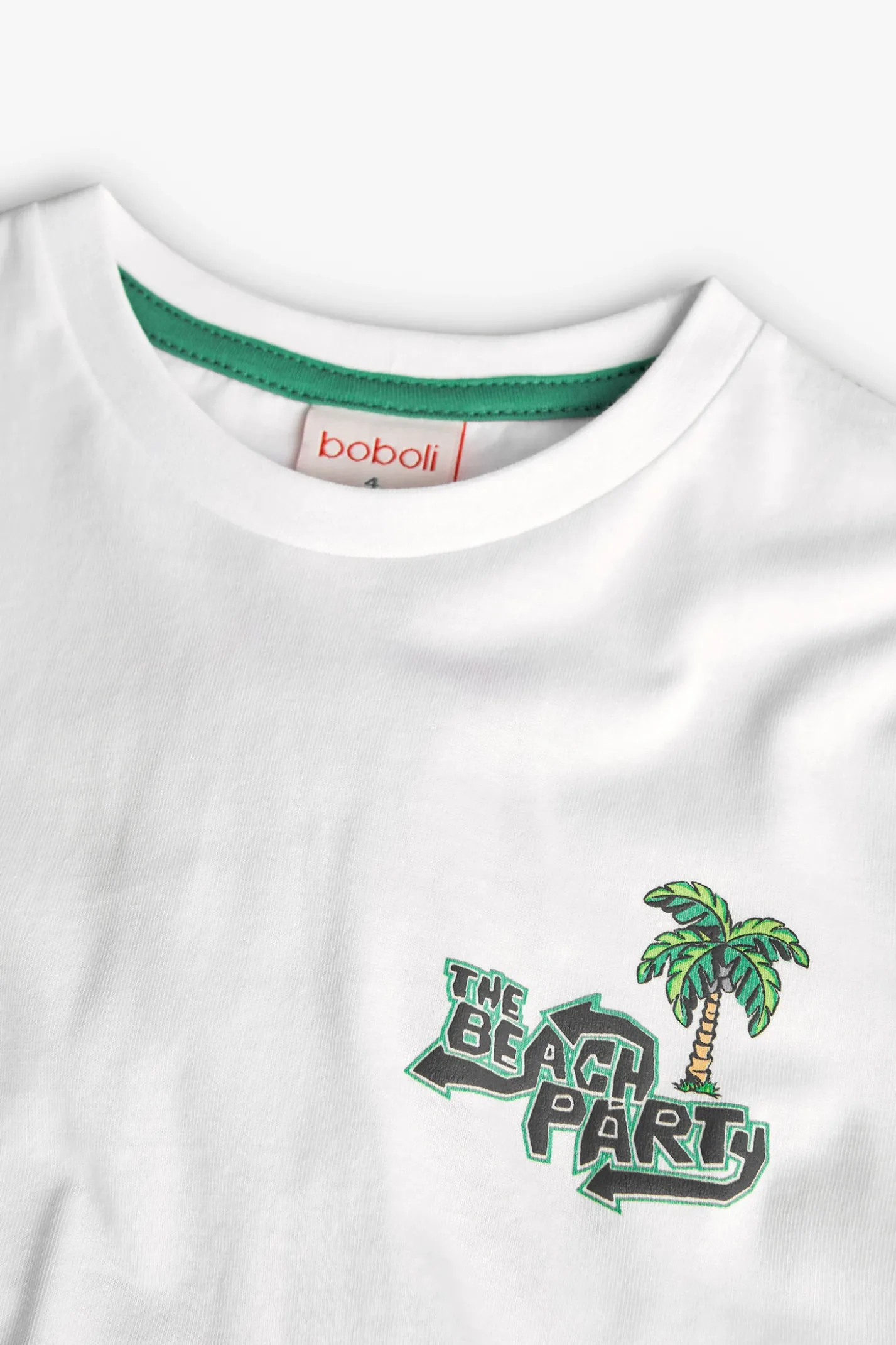 Maglietta in maglia per bambino bianca con design di leone surfista