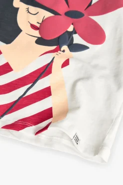 Maglietta in maglia per bambina a maniche lunghe di colore bianco.