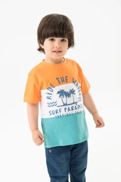 Maglietta in maglia per neonato color arancione