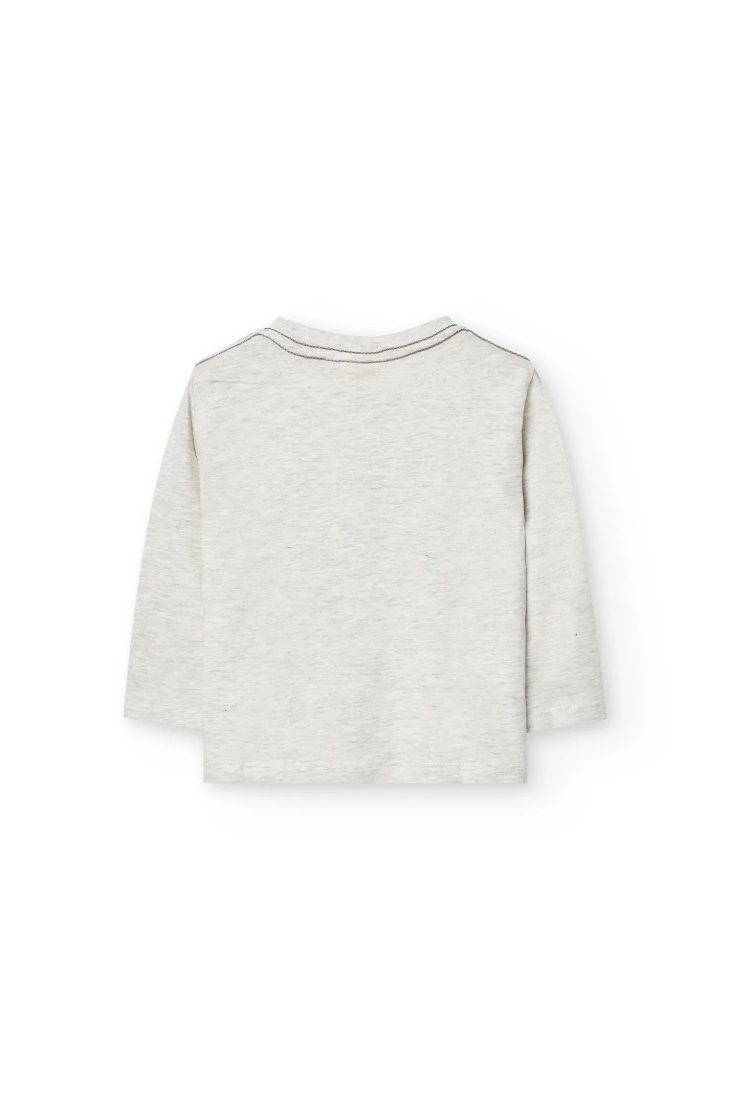 Maglietta in maglia per neonato color crema con stampa.