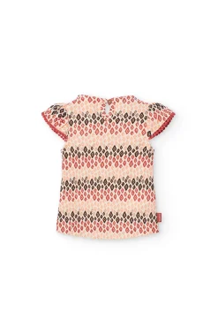 Maglietta in maglia per neonata in colore pastello con stampa
