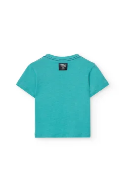 Maglietta in maglia per neonato in verde con stampa di lettere.