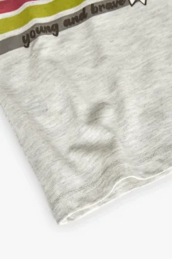 Maglietta in maglia per neonato color crema con stampa.