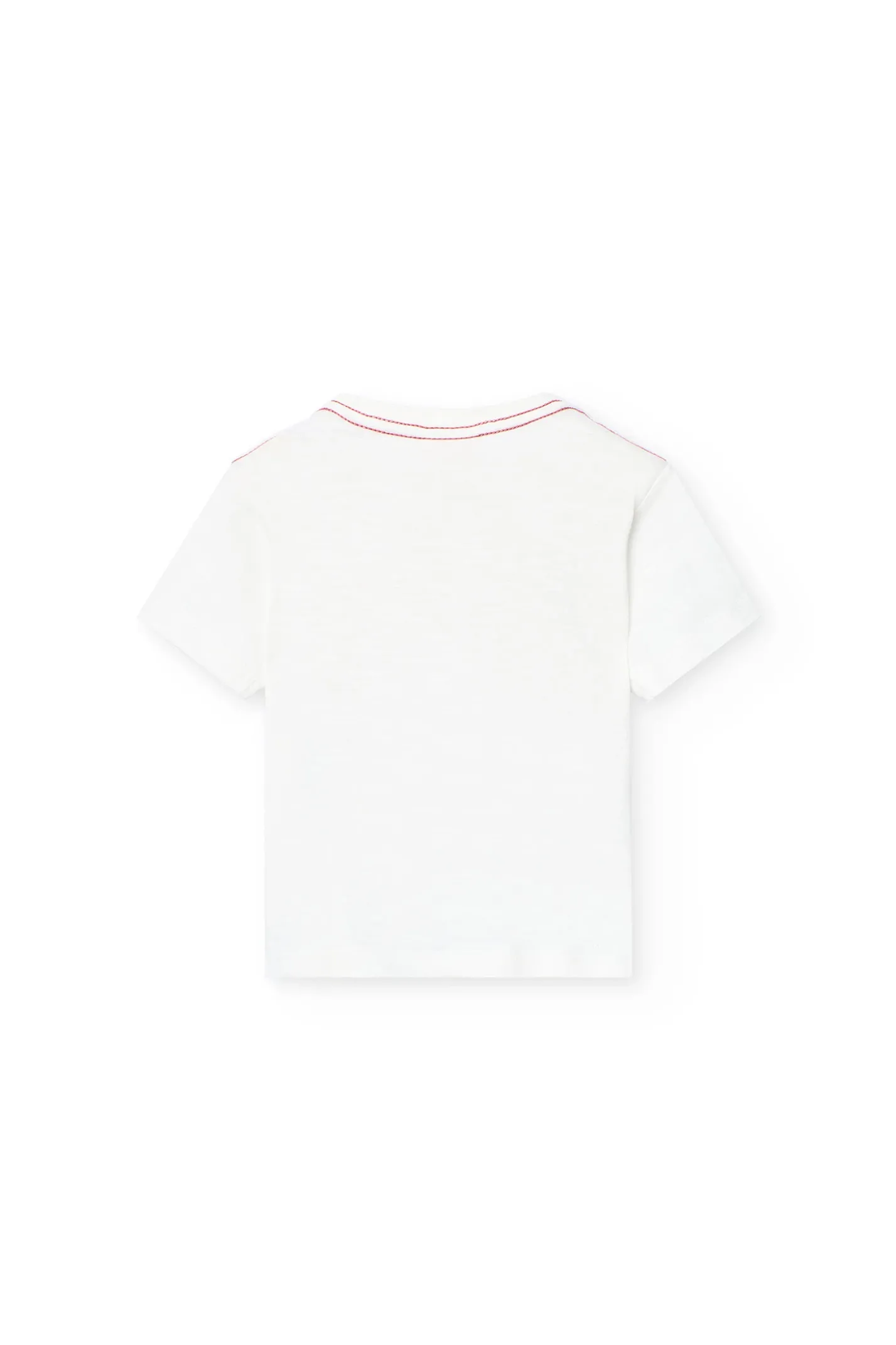 Maglietta lavorata a maglia per bambino in bianco con stampa.