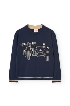 Maglione in maglia per bambino di colore blu marino