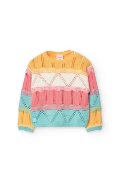 Maglione lavorato a maglia per neonata di colore giallo