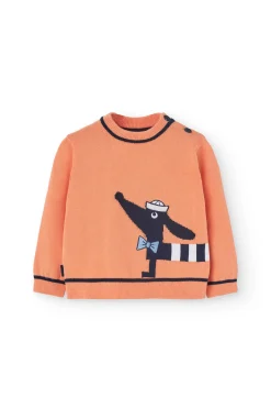Maglione tricotoso per neonato di colore arancione