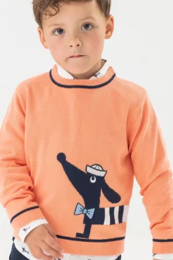 Maglione tricotoso per neonato di colore arancione