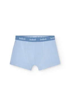 Pacco da 3 boxer in maglia per bambino in tonalità blu con stampa