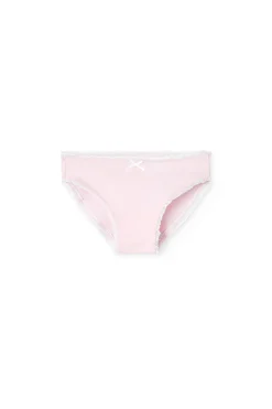 Pacco da 3 mutandine in maglia per bambina nei colori verde, rosa e bianco.