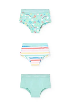 Pacco di 3 mutandine in maglia per bambina con stampa colorata