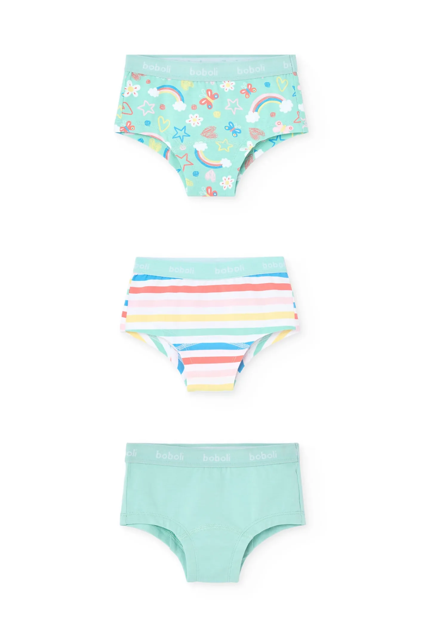 Pacco di 3 mutandine in maglia per bambina con stampa colorata