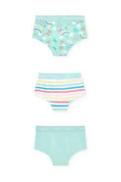 Pacco di 3 mutandine in maglia per bambina con stampa colorata