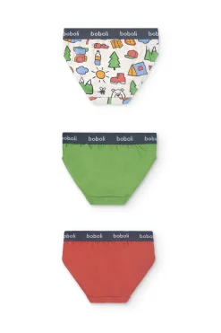 Pacco di 3 slip in maglia per bambino di colore arancione.