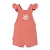Pagliaccetto a maglia per bambina in colore arancione.