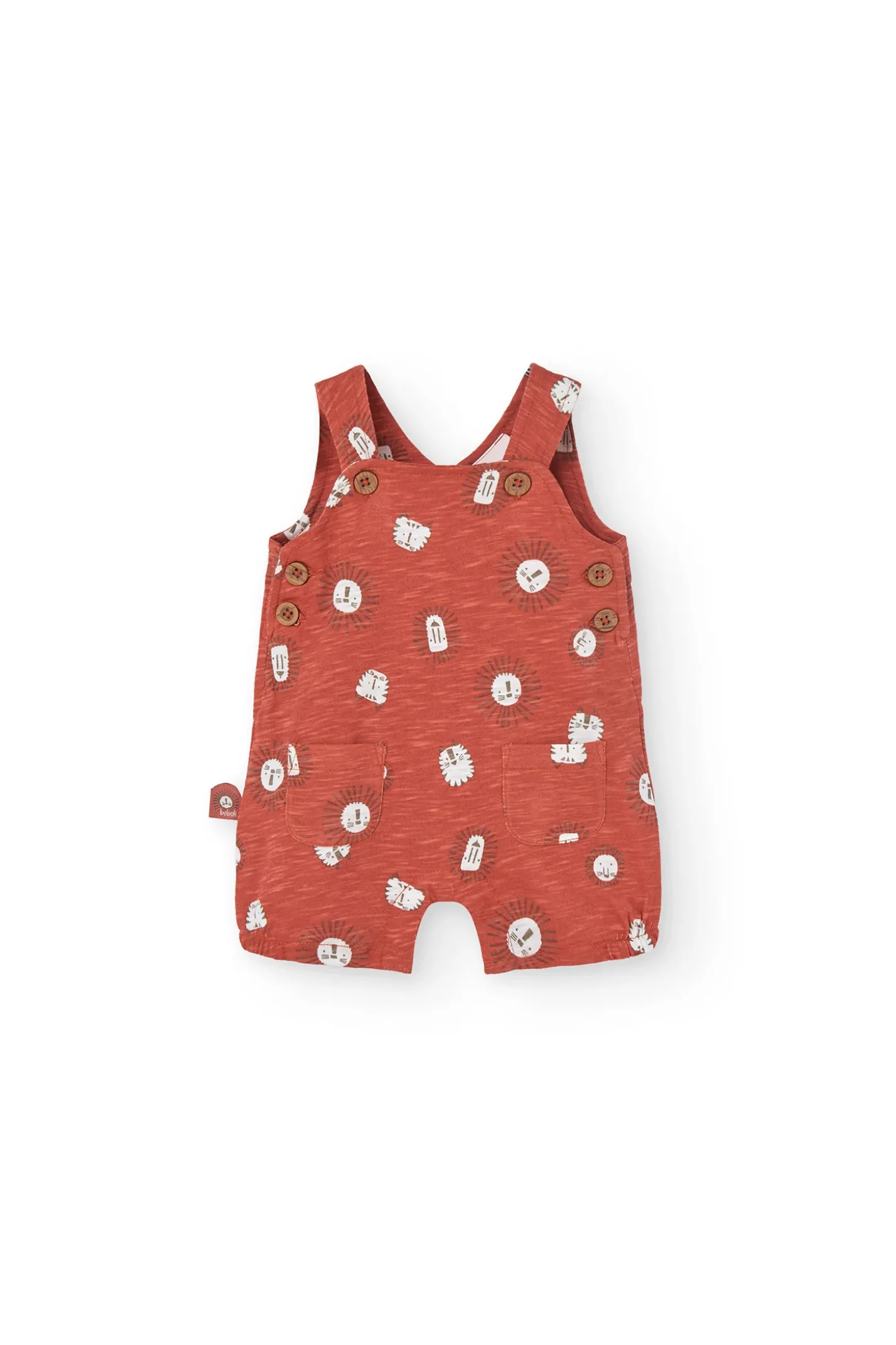 Pagliaccetto a maglia per neonato in colore rosso con stampa