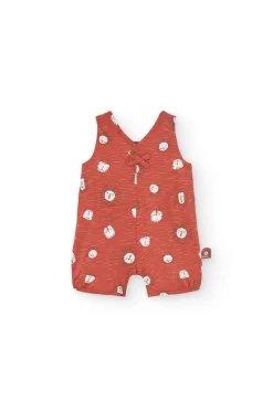 Pagliaccetto a maglia per neonato in colore rosso con stampa
