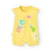 Pagliaccetto in maglia per neonata di colore giallo