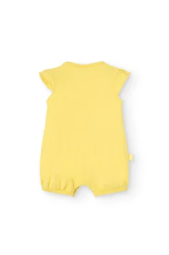 Pagliaccetto in maglia per neonata di colore giallo