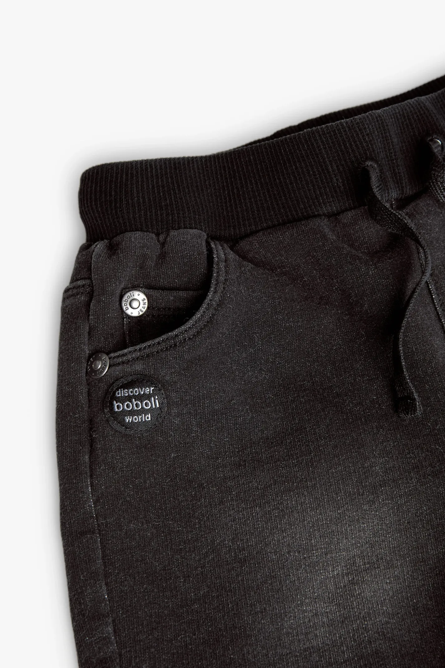 Pantalón felpa denim para bebé niño en negro