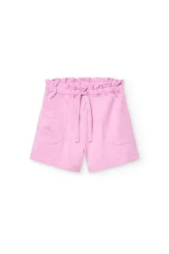 Pantaloncini in maglia per neonata di colore rosa