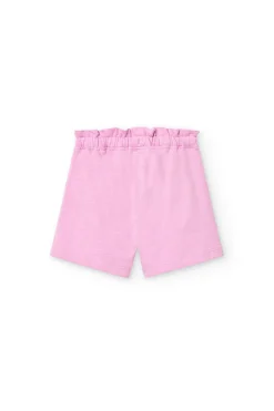 Pantaloncini in maglia per neonata di colore rosa