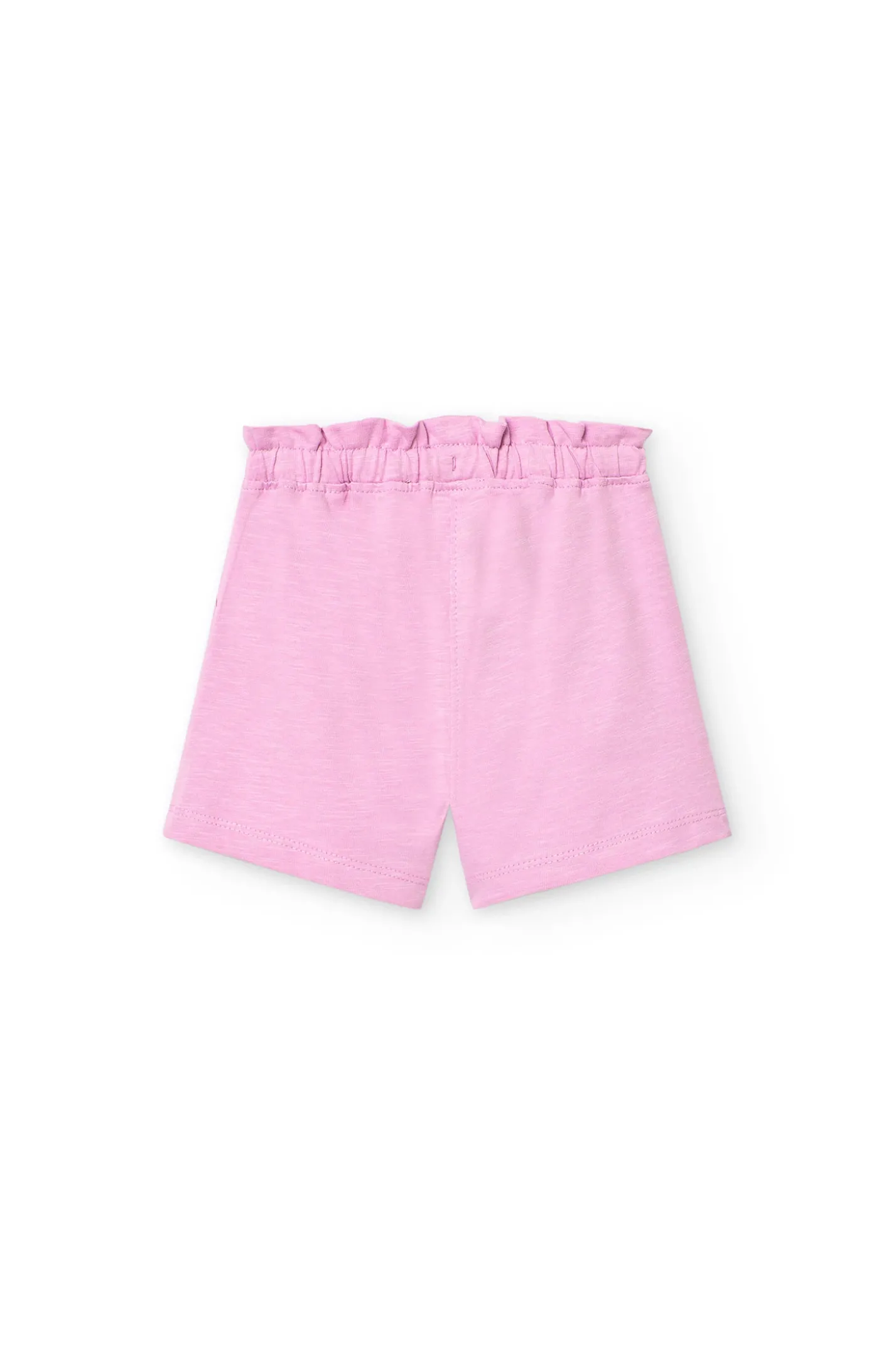 Pantaloncini in maglia per neonata di colore rosa
