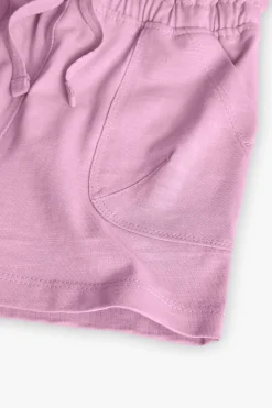 Pantaloncini in maglia per neonata di colore rosa