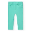 Pantalone base in maglia per bambina in colore verde
