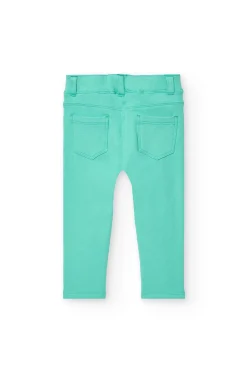 Pantalone base in maglia per bambina in colore verde