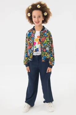 Pantalone cargo in viscosa per bambina di colore blu navy