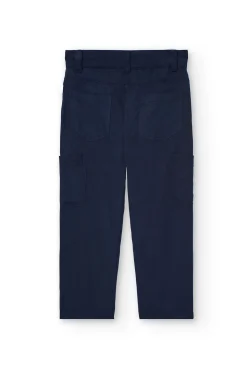 Pantalone cargo in viscosa per bambina di colore blu navy